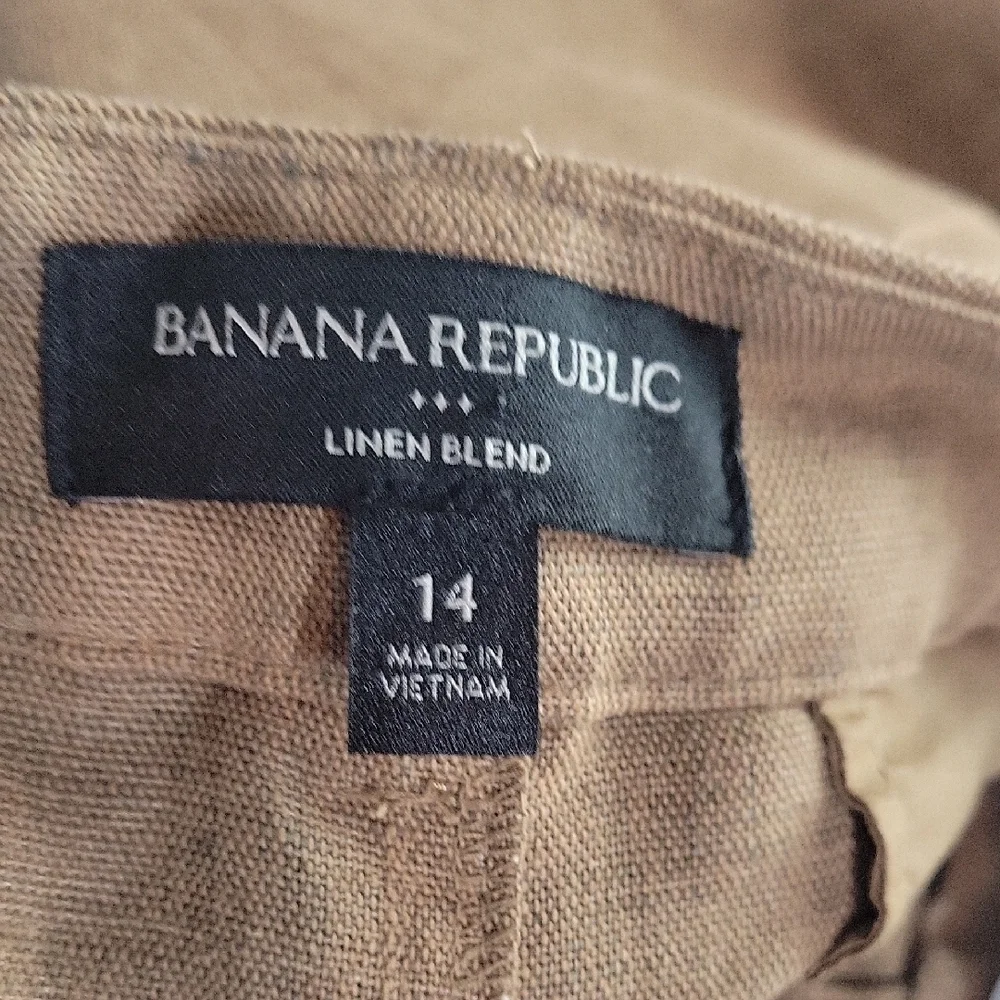 Banana Republic brown linen blend cargo trouser wide leg pants size 14